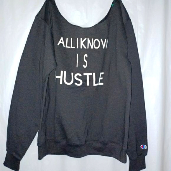 CHAMPION CUSTOMIZED WOMEN'S ALL I KNOW IS HUSTLE SWEATSHIRT - Picture 3 of 12